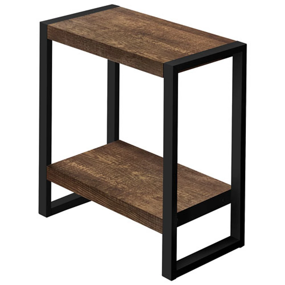Table de bout rectangulaire contemporaine de Monarch - Aspect de bois récupéré brun