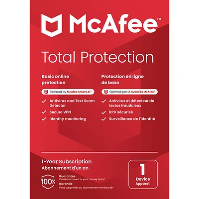 McAfee Total Protection (PC/Mac/iOS/Android) - 1 appareils - 1 an