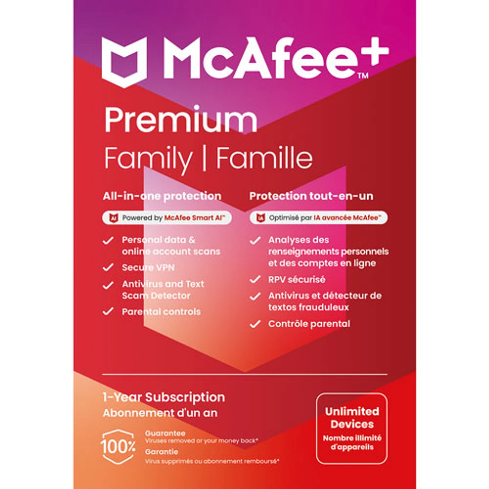 McAfee+ Premium Family (PC/Mac/iOS/Android) - Unlimited Devices - 1 Year
