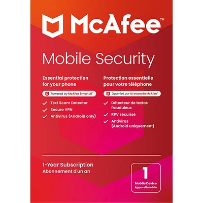 McAfee Mobile Security (iOS/Android) - 1 appareil - 1 an