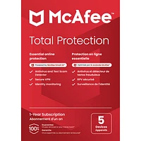 McAfee Total Protection (PC/Mac/iOS/Android) - 5 appareils - 1 an