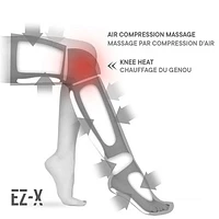 Dispositif de massage à compression d'air EZ-X Premium Air pour les jambes avec chaleur aux genoux - Gris