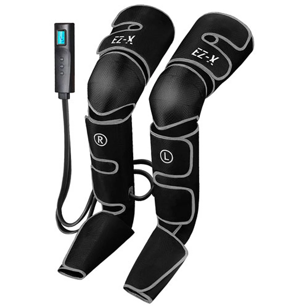 Dispositif de massage à compression d'air EZ-X Premium Air pour les jambes avec chaleur aux genoux - Gris