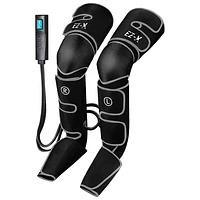 Dispositif de massage à compression d'air EZ-X Premium Air pour les jambes avec chaleur aux genoux - Gris