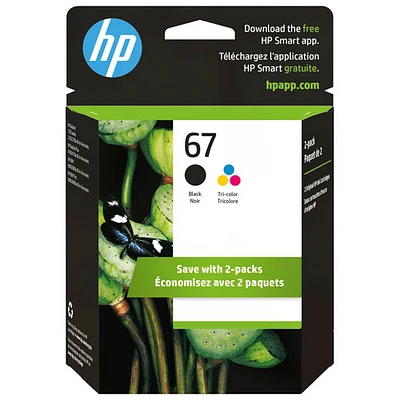 Cartouche d'encre couleur/noire HP 67 - Paquet de 2