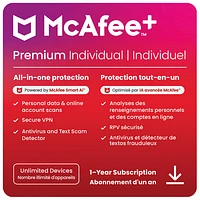 McAfee+ Premium Individual (Windows/Mac/Android/iOS) - Unlimited Devices - 1 Year - Digital Download