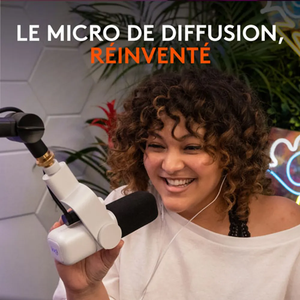 Microphone de radiodiffusion XLR Blue Sona Active Dynamic de Logitech - Blanc cassé
