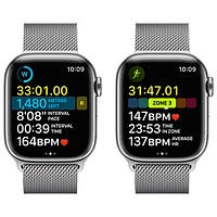 Rogers Apple Watch Series 8 (GPS + Cellular) 41mm Silver Stainless Steel Case with Silver Milanese Loop- S/M - Monthly Financing
