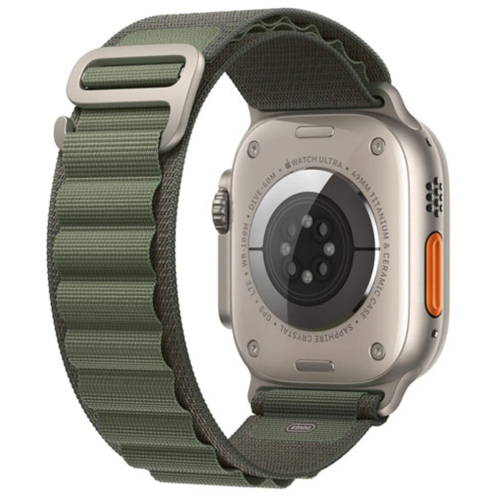 Apple Watch Ultra (GPS + Cellular) avec boîtier de 49 mm en titane et bracelet alpin vert de TELUS - Grand - Financement mensuel