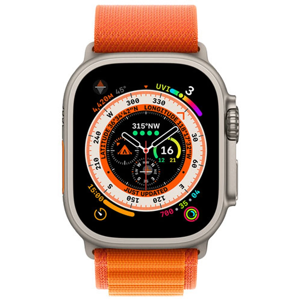 Apple Watch Ultra (GPS + Cellular) avec boîtier de 49 mm en titane et bracelet alpin orange de Rogers - Grand - Financement mensuel