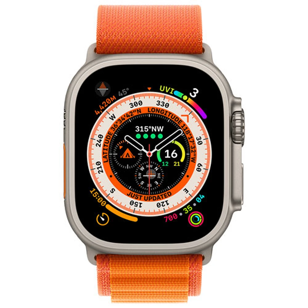 Apple Watch Ultra (GPS + Cellular) avec boîtier de 49 mm en titane et bracelet alpin orange de Rogers - Moyen - Financement mensuel