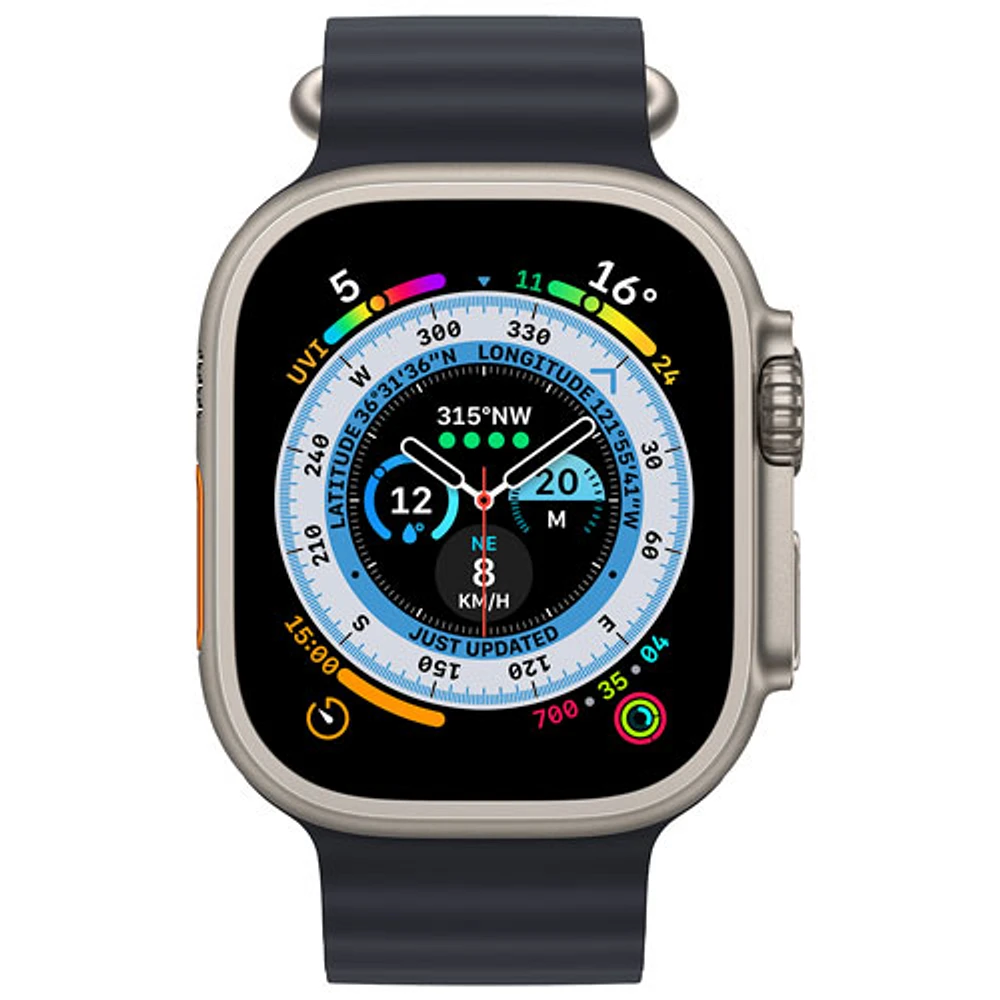Apple Watch Ultra (GPS + Cellular) avec boîtier de 49 mm en titane et bracelet océan minuit de Rogers - Financement mensuel