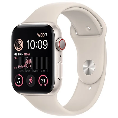 Rogers Apple Watch SE (GPS + Cellular) 44mm Starlight Aluminum Case with Starlight Sport Band (2022) - Monthly Financing