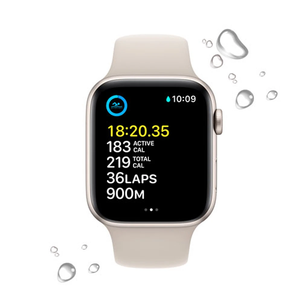 Rogers Apple Watch SE (GPS + Cellular) 44mm Starlight Aluminum Case with Starlight Sport Band (2022) - Monthly Financing