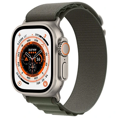 Apple Watch Ultra (GPS + Cellular) avec boîtier de 49 mm en titane et bracelet alpin vert de TELUS - Petit - Financement mensuel