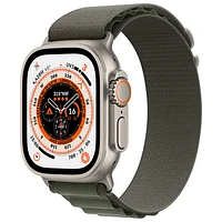 Apple Watch Ultra (GPS + Cellular) avec boîtier de 49 mm en titane et bracelet alpin vert de TELUS - Petit - Financement mensuel
