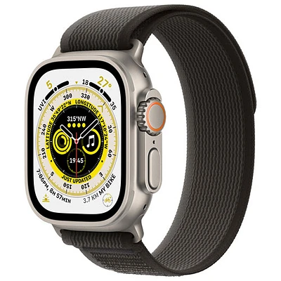 Apple Watch Ultra (GPS + Cellular) avec boîtier de 49 mm en titane et bracelet sentier noir/gris de Rogers - Moyen/Grand - Financement mensuel