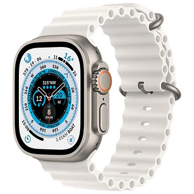 Apple Watch Ultra (GPS + Cellular) avec boîtier de 49 mm en titane et bracelet océan blanc de Rogers - Financement mensuel