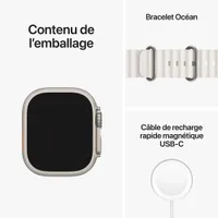 Apple Watch Ultra (GPS + Cellular) avec boîtier de 49 mm en titane et bracelet océan blanc de Rogers - Financement mensuel
