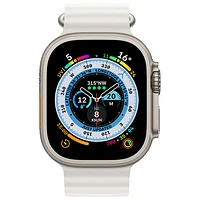 Apple Watch Ultra (GPS + Cellular) avec boîtier de 49 mm en titane et bracelet océan blanc de TELUS - Financement mensuel
