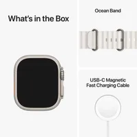 Apple Watch Ultra (GPS + Cellular) avec boîtier de 49 mm en titane et bracelet océan blanc de TELUS - Financement mensuel