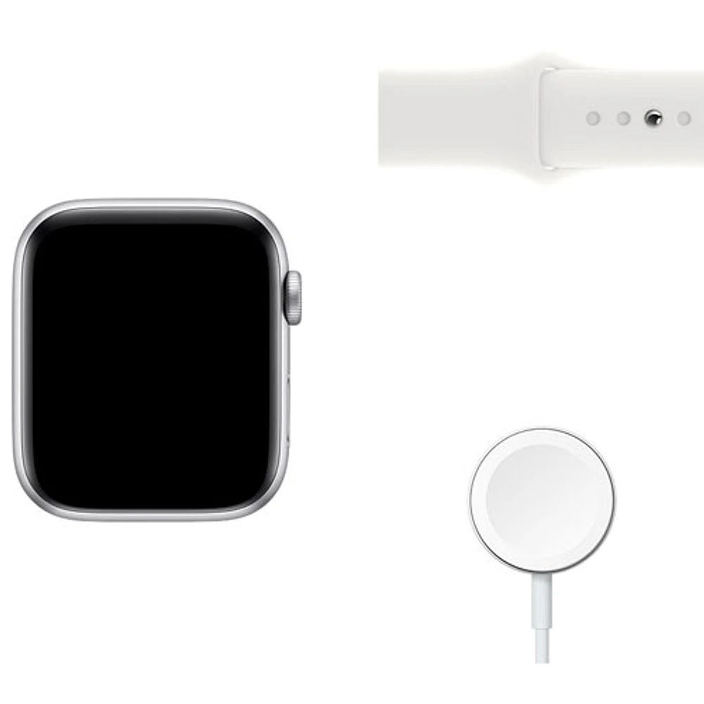 Rogers Apple Watch SE (GPS + Cellular) 44mm Silver Aluminum Case with White Sport Band (2022) - Monthly Financing
