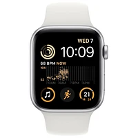 Rogers Apple Watch SE (GPS + Cellular) 44mm Silver Aluminum Case with White Sport Band (2022) - Monthly Financing