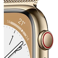 Rogers Apple Watch Series 8 (GPS + Cellular) 41mm Gold Stainless Steel Case with Gold Milanese Loop - S/M - Monthly Financing