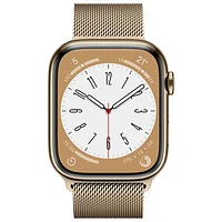 TELUS Apple Watch Series 8 (GPS + Cellular) 45mm Gold Stainless Steel Case w/ Gold Milanese Loop - M/L - Monthly Financing