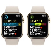 Rogers Apple Watch Series 8 (GPS + Cellular) 45mm Gold Stainless Steel Case with Starlight Sport Band - M/L - Monthly Financing
