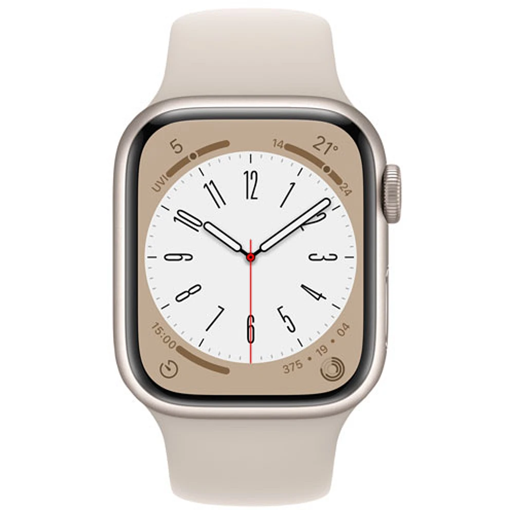 Freedom Mobile Apple Watch Series 8 (GPS + Cellular) 41mm Starlight Aluminum Case w/ Starlight Sport Band - S/M - Monthly Tab Payment