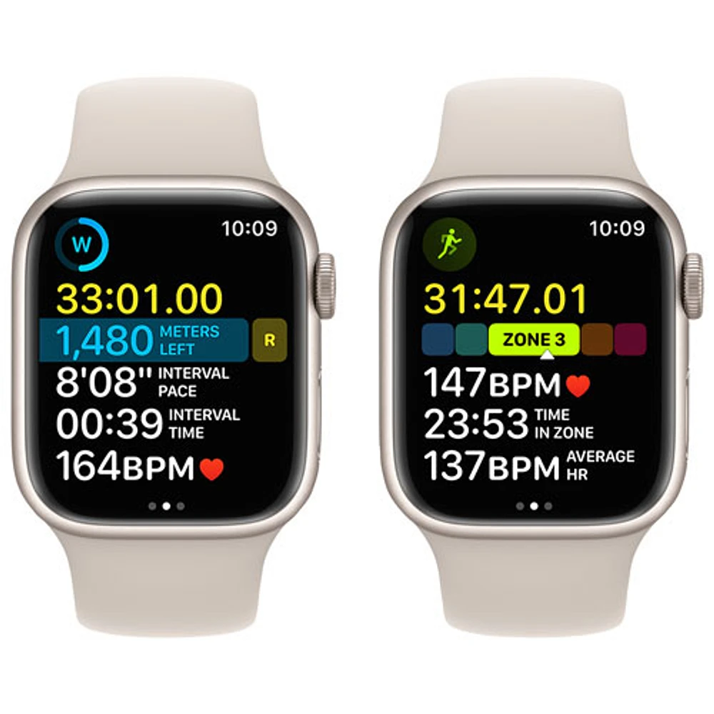 Freedom Mobile Apple Watch Series 8 (GPS + Cellular) 41mm Starlight Aluminum Case w/ Starlight Sport Band - S/M - Monthly Tab Payment