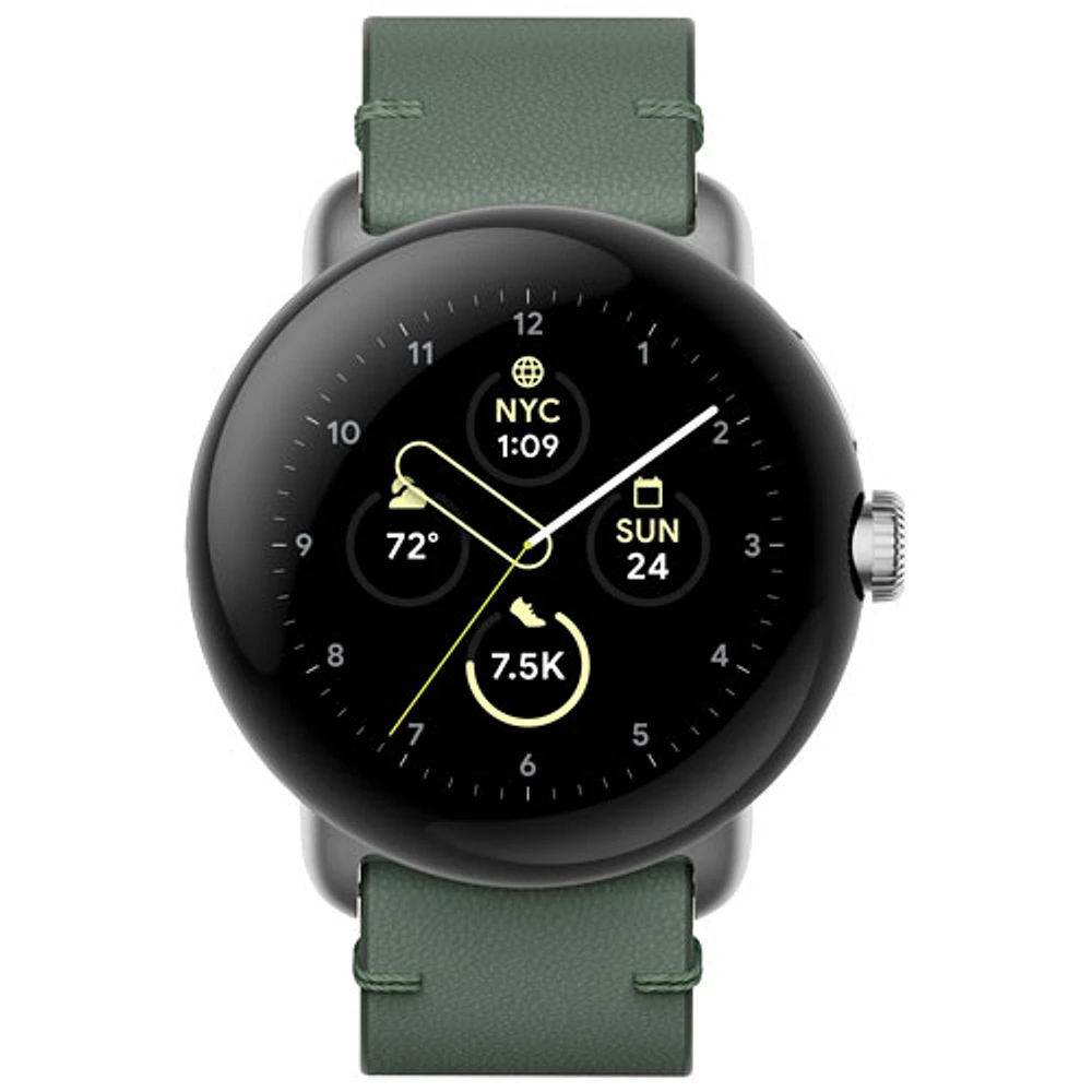 Bracelet en cuir classique pour montre Pixel Watch de Google - Lierre - Grand