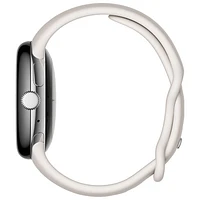 Montre Pixel Watch de Google (GPS + LTE) avec boîtier de 40 mm en acier inoxydable argent poli et bracelet sport craie