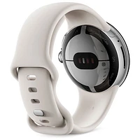 Montre Pixel Watch de Google (GPS + LTE) avec boîtier de 40 mm en acier inoxydable argent poli et bracelet sport craie