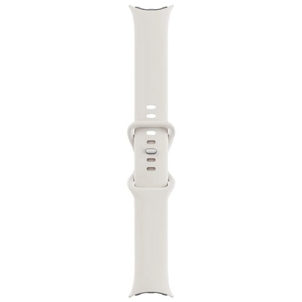 Montre Pixel Watch de Google (GPS + LTE) avec boîtier de 40 mm en acier inoxydable argent poli et bracelet sport craie