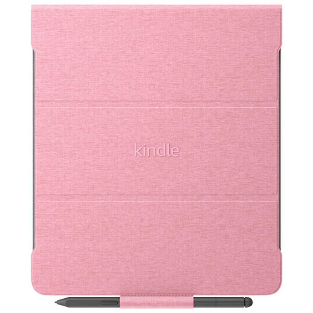 Étui folio en tissu pour Kindle Scribe d'Amazon avec attache magnétique - Rose