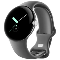 Montre Pixel Watch de Google (GPS + LTE) TELUS avec boîtier de 40 mm en acier inoxydable argenté et bracelet sport anthracite - Financement mensuel