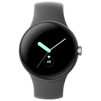 Montre Pixel Watch de Google (GPS + LTE) TELUS avec boîtier de 40 mm en acier inoxydable argenté et bracelet sport anthracite - Financement mensuel
