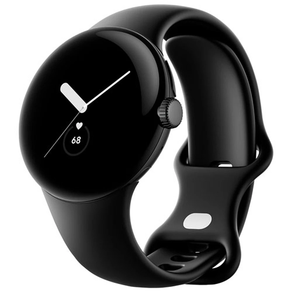 Montre Pixel Watch de Google (GPS + LTE) TELUS avec boîtier de 40 mm en acier inoxydable noir et bracelet sport obsidien - Financement mensuel