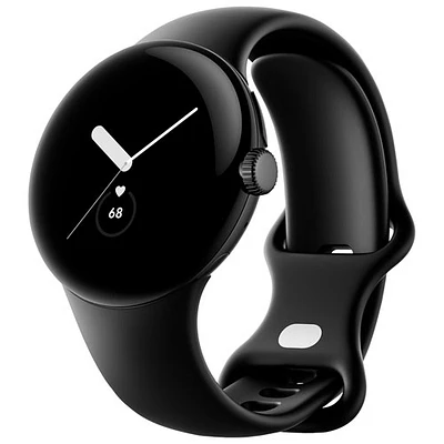 Montre Pixel Watch de Google (GPS + LTE) TELUS avec boîtier de 40 mm en acier inoxydable noir et bracelet sport obsidien - Financement mensuel