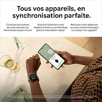 Montre Pixel Watch de Google (GPS + LTE) TELUS avec boîtier de 40 mm en acier inoxydable noir et bracelet sport obsidien - Financement mensuel