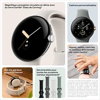 Montre Pixel Watch de Google (GPS + LTE) TELUS avec boîtier de 40 mm en acier inoxydable noir et bracelet sport obsidien - Financement mensuel