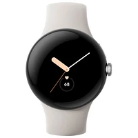Montre Pixel Watch de Google (GPS + LTE) TELUS avec boîtier de 40 mm en acier inoxydable argenté et bracelet sport craie - Financement mensuel