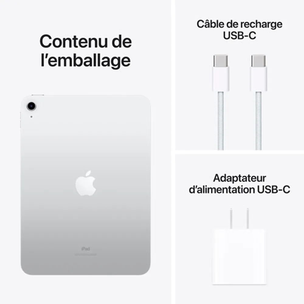 iPad de 10,9 po et de 64 Go d'Apple avec Wi-Fi 6 (10e génération) - Argenté