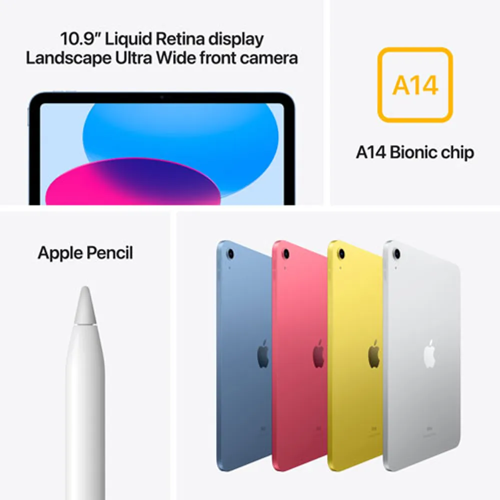 iPad de 10,9 po et de 64 Go d'Apple avec Wi-Fi 6 (10e génération) - Argenté