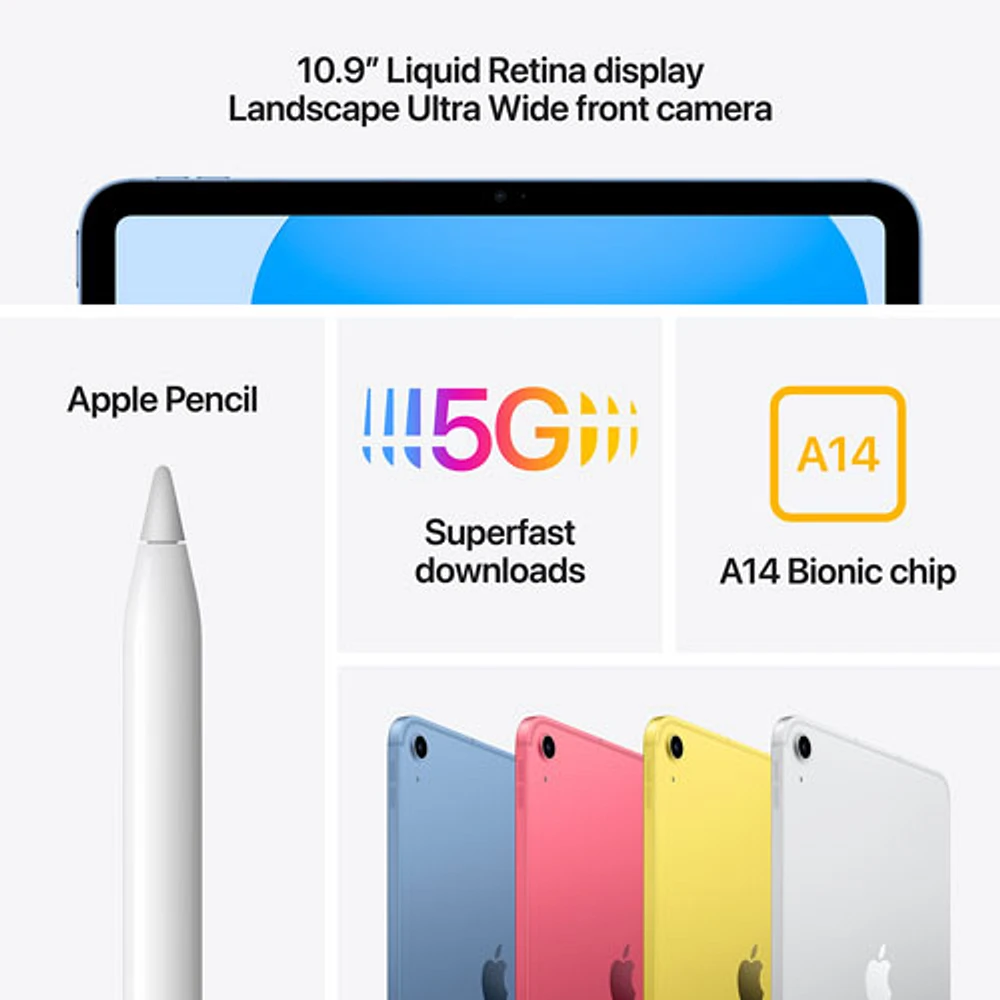 Apple iPad 10.9" 64GB with Wi-Fi 6 & 5G (10th Generation) - Blue