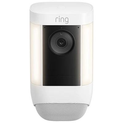 Caméra à projecteur ponctuel (batterie) sans fil Wi-Fi 2K de Ring avec Ring Vision, DEL et détection de mouvement 3D - Blanc