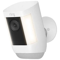 Ring Spotlight Cam Pro (Battery) Wire-Free Wi-Fi 2K Camera with Ring Vision, LED Lights & 3D Motion Detection - White