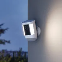 Ring Spotlight Cam Pro (Battery) Wire-Free Wi-Fi 2K Camera with Ring Vision, LED Lights & 3D Motion Detection - White